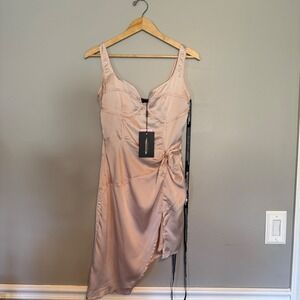 sachin and babi light blue dress PrettyLittleThing Sage Green Satin Draped Frill Back Detail Maxi Dress main image 1
